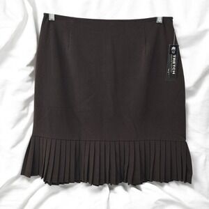 Skirtology Brown Skirt Pleated Stretch Easycare Career Size Woman 12‎ Preppy